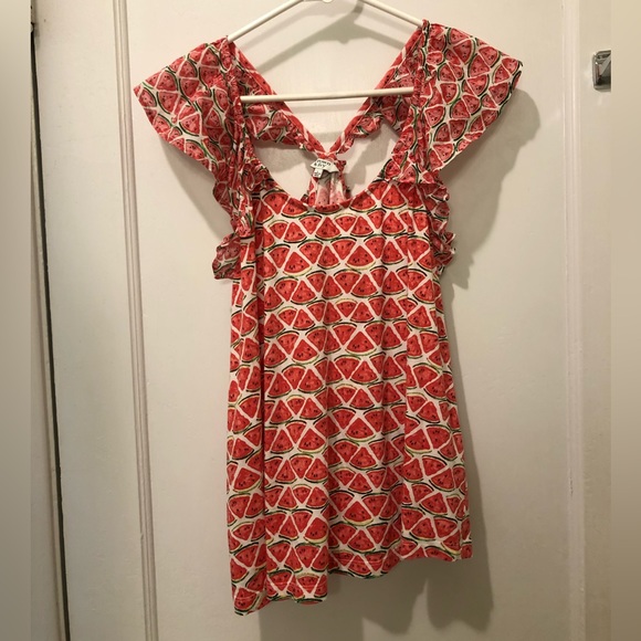 Crown & Ivy Watermelon Print Ruffle Top - Picture 5 of 8